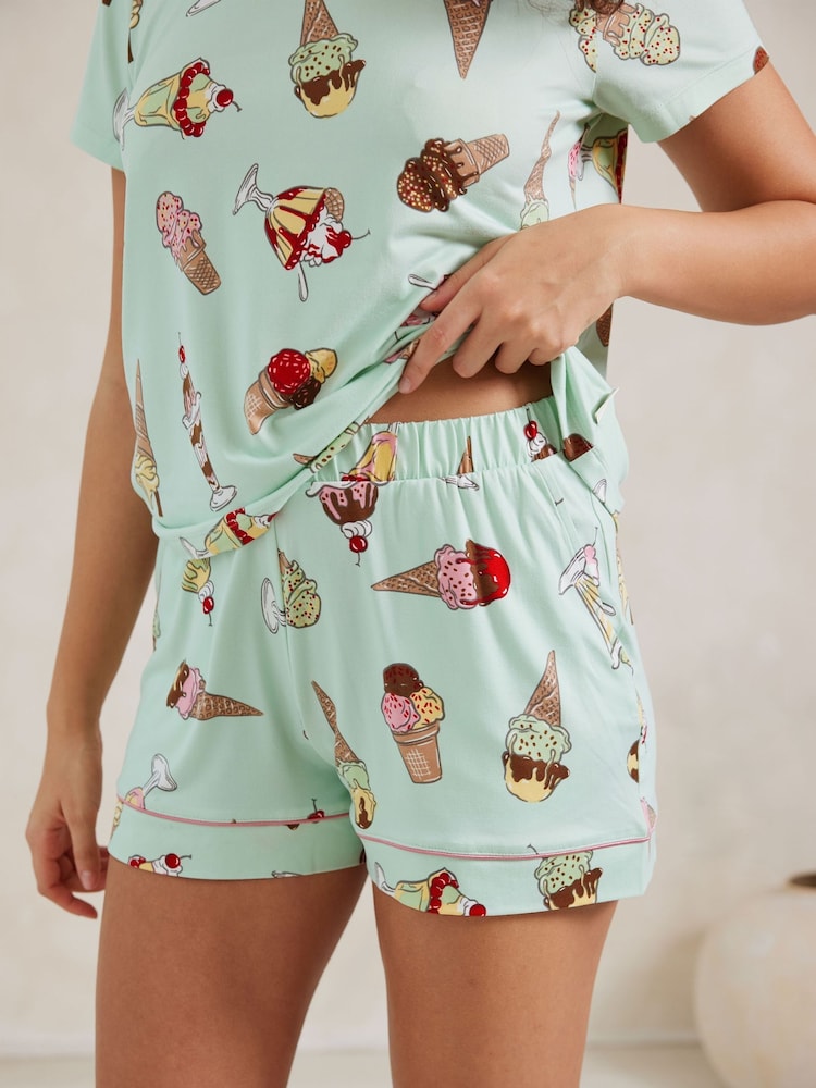 Chelsea Peers Green Fun Print Short Pyjamas Set - Image 5 of 5