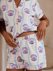 Blanco de Chrome - Chelsea Peers Satin Lobster Print Long Pyjamas Set - Imagen 2 de 5
