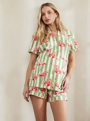 Chelsea Peers Maternity Organic Cotton Flamingo Stripe Short Pyjamas Set - صورة 2 من 5