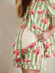 Chelsea Peers Maternity Organic Cotton Flamingo Stripe Short Pyjamas Set - صورة 3 من 5