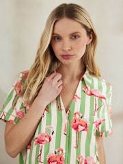 Chelsea Peers Maternity Organic Cotton Flamingo Stripe Short Pyjamas Set - صورة 5 من 5