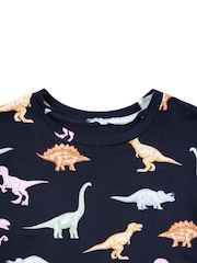 Chelsea Peers Blue Kids Dinosaur Print Long Pyjama Set - Image 3 of 3
