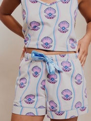 Chelsea Peers White Cotton Pearl Shell Print Cami Short Pyjamas Set - Image 4 of 5