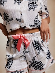 Chelsea Peers Satin Jacquard Turtle Short Pyjamas Set - صورة 3 من 4