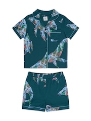 Chelsea Peers Kids Coral Whale Print Short Pyjamas Set - Image 1 of 3