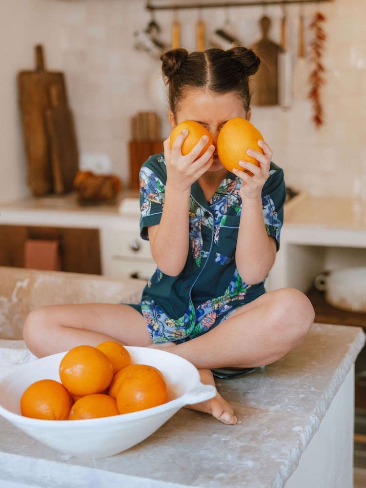Chelsea Peers Natural Kids Coral Whale Print Short Pyjamas Set - Image 2 of 5 Chelsea Peers Natural Kids Coral Whale Print Short Pyjamas Set - Image 2 of 5