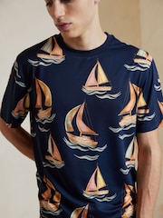 Chelsea Peers Blue Sailing Boat Print Short Pyjamas Set - Image 4 of 5
