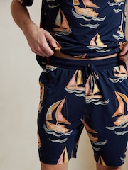 Chelsea Peers Blue Sailing Boat Print Short Pyjamas Set - Image 5 of 5