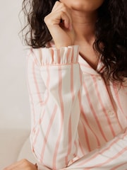 Chelsea Peers Cotton Pink Stripe Frill Long Pyjamas Set - صورة 4 من 5
