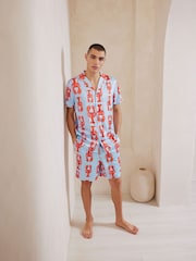 Chelsea Peers Satin Lobster Print Short Pyjamas Set - Imagen 1 de 5