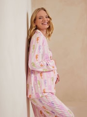 Chelsea Peers Pink Maternity Seahorse Stripe Print Button Up Short Pyjamas Set - Image 4 of 5