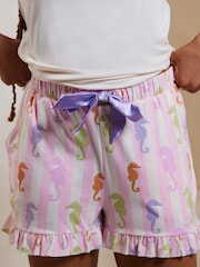 Chelsea Peers Pink Seahorse Stripe Print Short Pyjamas Set - Image 2 of 5
