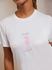 Chelsea Peers Pink Seahorse Stripe Print Short Pyjamas Set - Image 4 of 5