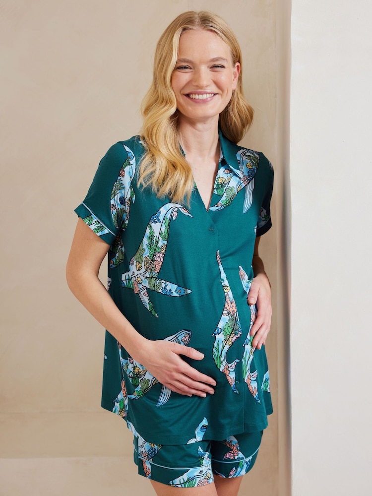 Chelsea Peers Coral Whale Print Short Pyjama Set - Imagen 2 de 5 Chelsea Peers Coral Whale Print Short Pyjama Set - Imagen 2 de 5
