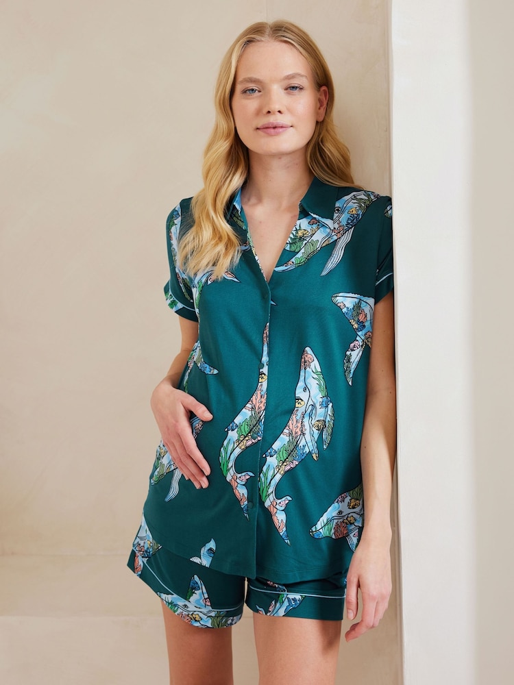 Chelsea Peers Coral Whale Print Short Pyjama Set - Imagen 5 de 5 Chelsea Peers Coral Whale Print Short Pyjama Set - Imagen 5 de 5