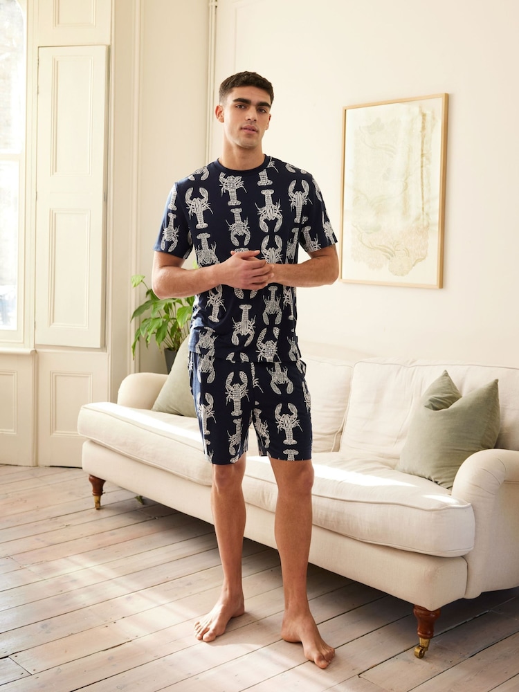 Azul - Pijama estampado - Chelsea Peers Lobster Sketch Print Short Pyjamas Set - Imagen 1 de 5 Azul - Pijama estampado - Chelsea Peers Lobster Sketch Print Short Pyjamas Set - Imagen 1 de 5