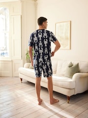 Azul - Pijama estampado - Chelsea Peers Lobster Sketch Print Short Pyjamas Set - Imagen 4 de 5