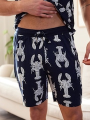 Azul - Pijama estampado - Chelsea Peers Lobster Sketch Print Short Pyjamas Set - Imagen 5 de 5
