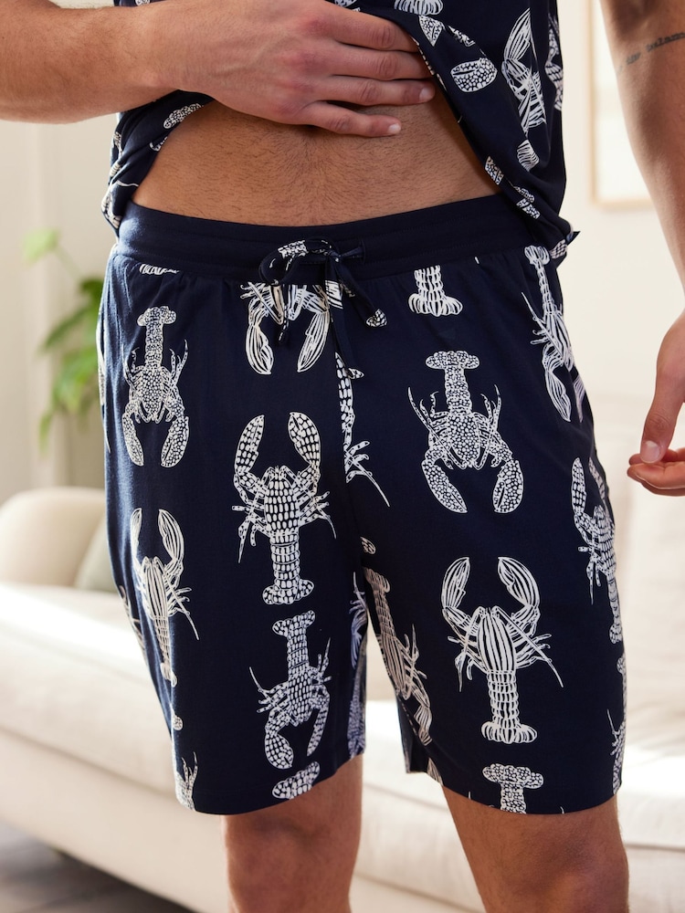 Azul - Pijama estampado - Chelsea Peers Lobster Sketch Print Short Pyjamas Set - Imagen 5 de 5