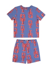 Chelsea Peers Kids Cotton Lobster Print Short Pyjamas Set - Imagen 1 de 3