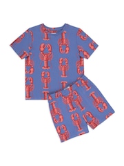 Chelsea Peers Kids Cotton Lobster Print Short Pyjamas Set - Imagen 2 de 3