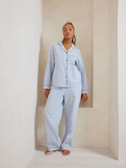 Chelsea Peers Pink Seersucker Cotton Starfish Stripe Print Long Pyjamas Set - Image 2 of 5