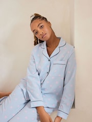 Chelsea Peers Pink Seersucker Cotton Starfish Stripe Print Long Pyjamas Set - Image 5 of 5