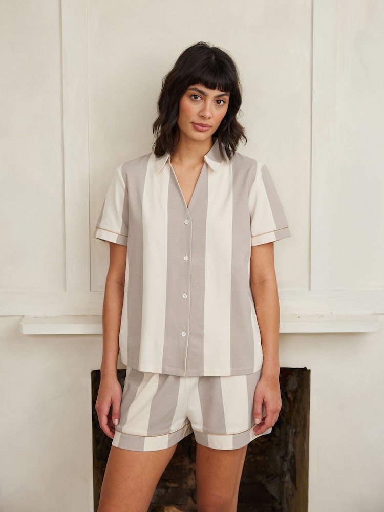 Chelsea Peers Organic Cotton Stripe Short Pyjamas Set - صورة 2 من 5
