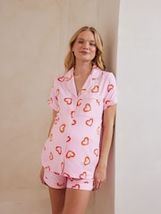 Chelsea Peers Pink Maternity Shrimp Heart Print Short Pyjamas Set - Image 3 of 5