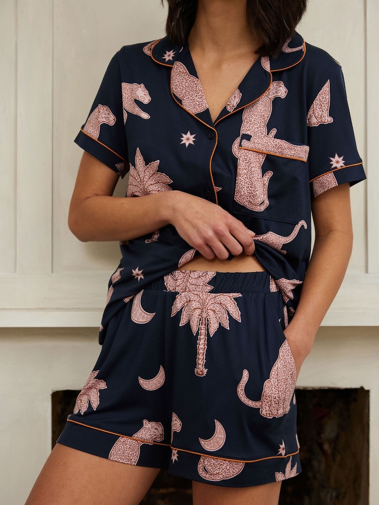Blau - Chelsea Peers Wild Duo Print Nightshirt - Bild 2 von 5 Blau - Chelsea Peers Wild Duo Print Nightshirt - Bild 2 von 5