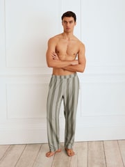 Chelsea Peers Brown Cotton Stripe Button Up Pyjama Bottoms - Image 1 of 4