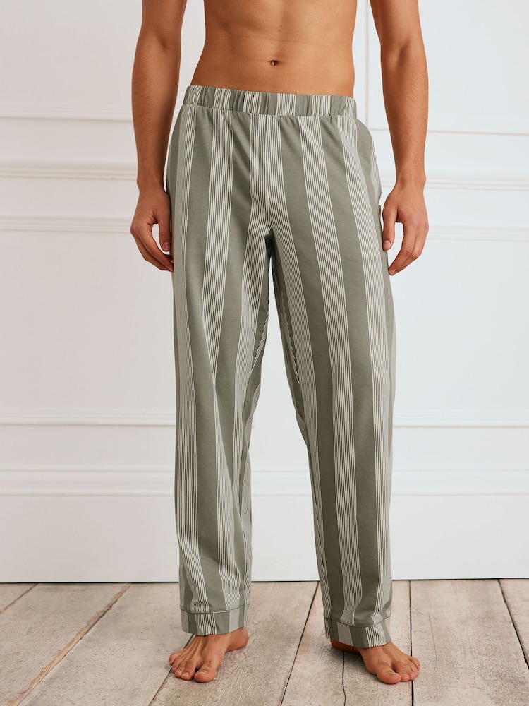 Chelsea Peers Brown Cotton Stripe Button Up Pyjama Bottoms - Image 2 of 4