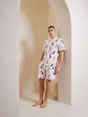 Chelsea Peers Pink Cotton Puffin Print Short Pyjamas Set - Image 1 of 5