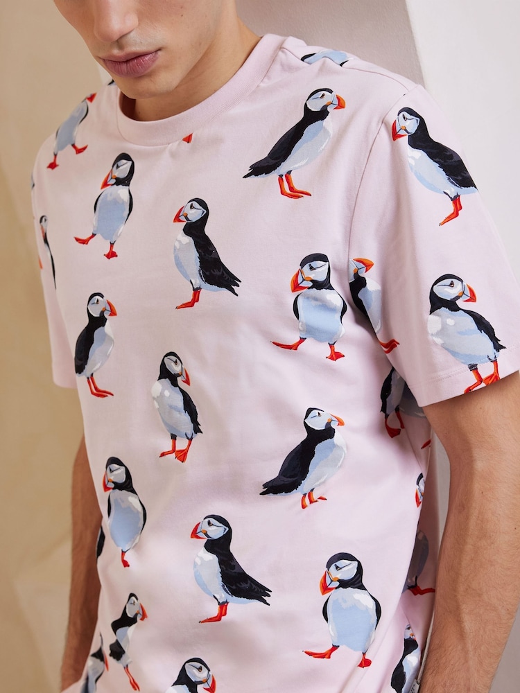Chelsea Peers Pink Cotton Puffin Print Short Pyjamas Set - Image 5 of 5