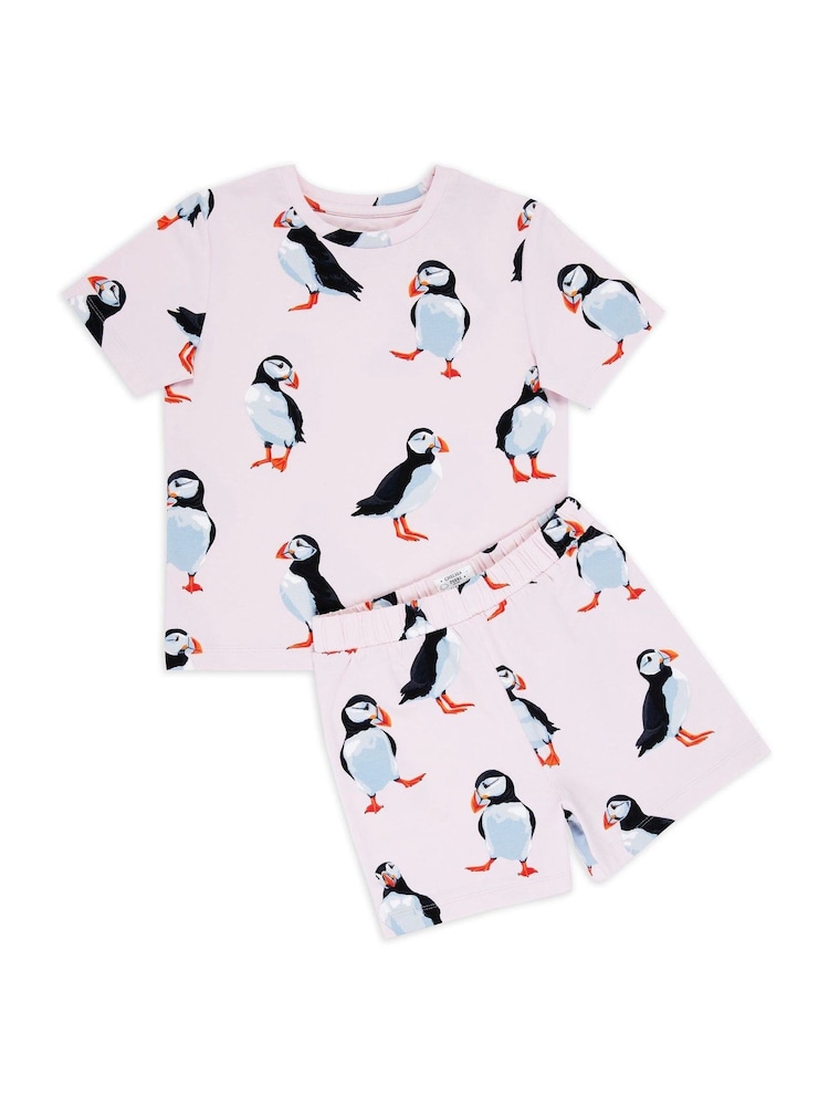 Chelsea Peers Kids Cotton Puffin Print Short Pyjamas Set - صورة 2 من 3
