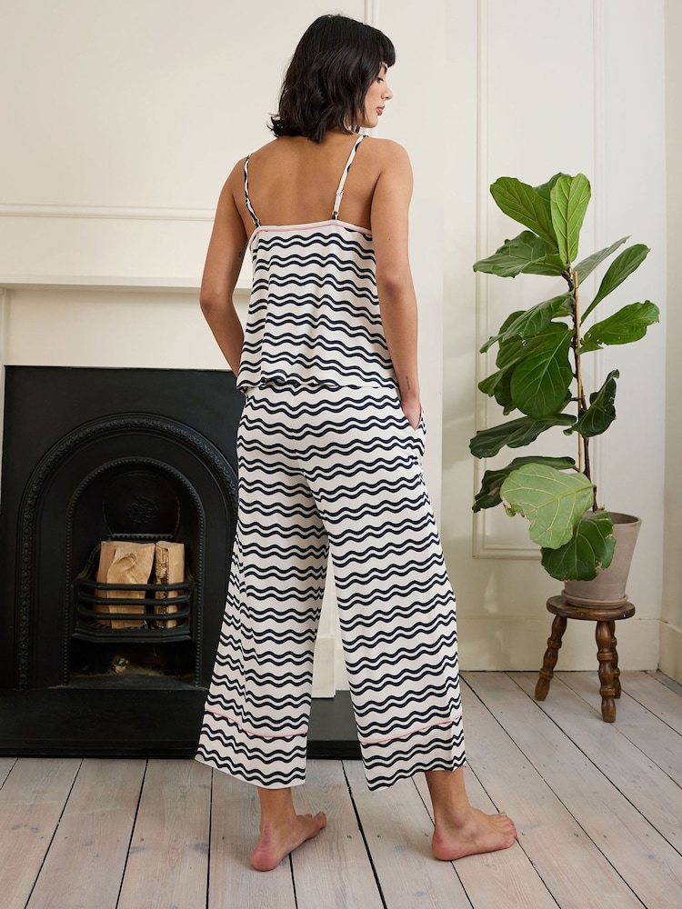 Chelsea Peers White Wavy Stripe Cami Long Pyjamas Set - Image 2 of 5 Chelsea Peers White Wavy Stripe Cami Long Pyjamas Set - Image 2 of 5
