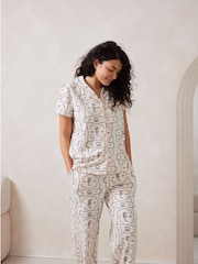 Chelsea Peers White Cotton Under the Sea Scarf Print Long Pyjamas Set - Image 3 of 5