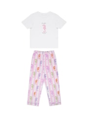 Chelsea Peers Kids Seahorse Stripe Print Long Pyjamas Set - Image 1 of 3