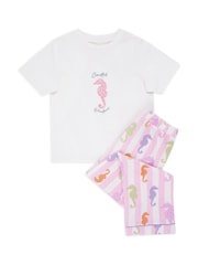 Chelsea Peers Kids Seahorse Stripe Print Long Pyjamas Set - Image 2 of 3