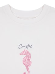 Chelsea Peers Kids Seahorse Stripe Print Long Pyjamas Set - Image 3 of 3