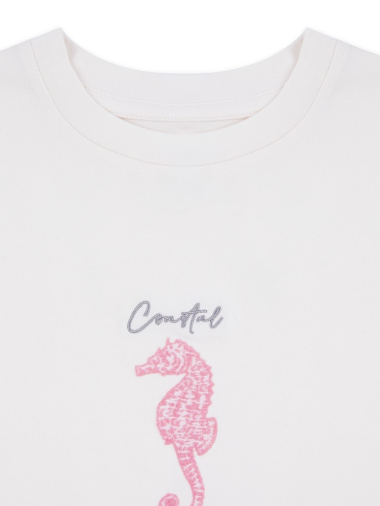 Chelsea Peers Kids Seahorse Stripe Print Long Pyjamas Set - Image 3 of 3