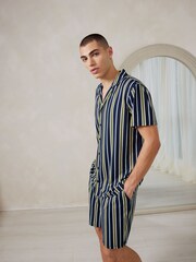 Chelsea Peers Black Multi Stripe Button Up Short Pyjamas Set - Image 4 of 5