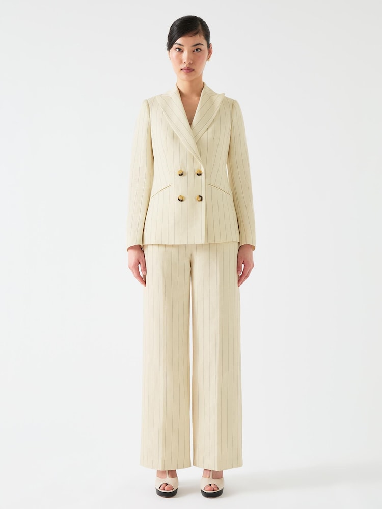 LK Bennett Amore Linen Blend Pinstripe Tailored Jacket - Image 1 of 4