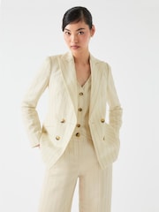 LK Bennett Amore Linen Blend Pinstripe Tailored Jacket - Image 3 of 4