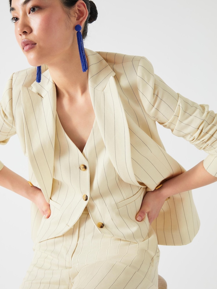 LK Bennett Amore Linen Blend Pinstripe Tailored Jacket - Image 4 of 4