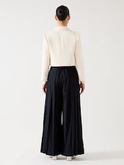 LK Bennett Cream Carla Cotton Blend Cropped Collar And Revere Fray Detail Jacket - Image 2 of 3