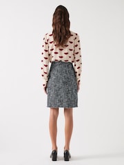 LK Bennett Indigo & Black & Cream Suzie Cotton Blend Pencil Skirt - Image 2 of 3