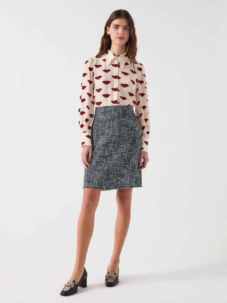 LK Bennett Indigo & Black & Cream Suzie Cotton Blend Pencil Skirt - Image 3 of 3