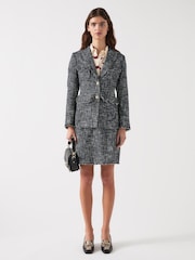 LK Bennett Blue Finch Cotton Blend Indigo Tweed Jacket - Image 1 of 3