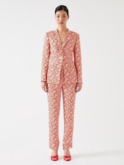 LK Bennett Rebecca Italian Straw Multi Viscose Blossom Print Soft Tailored Jacket - Image 1 of 4
